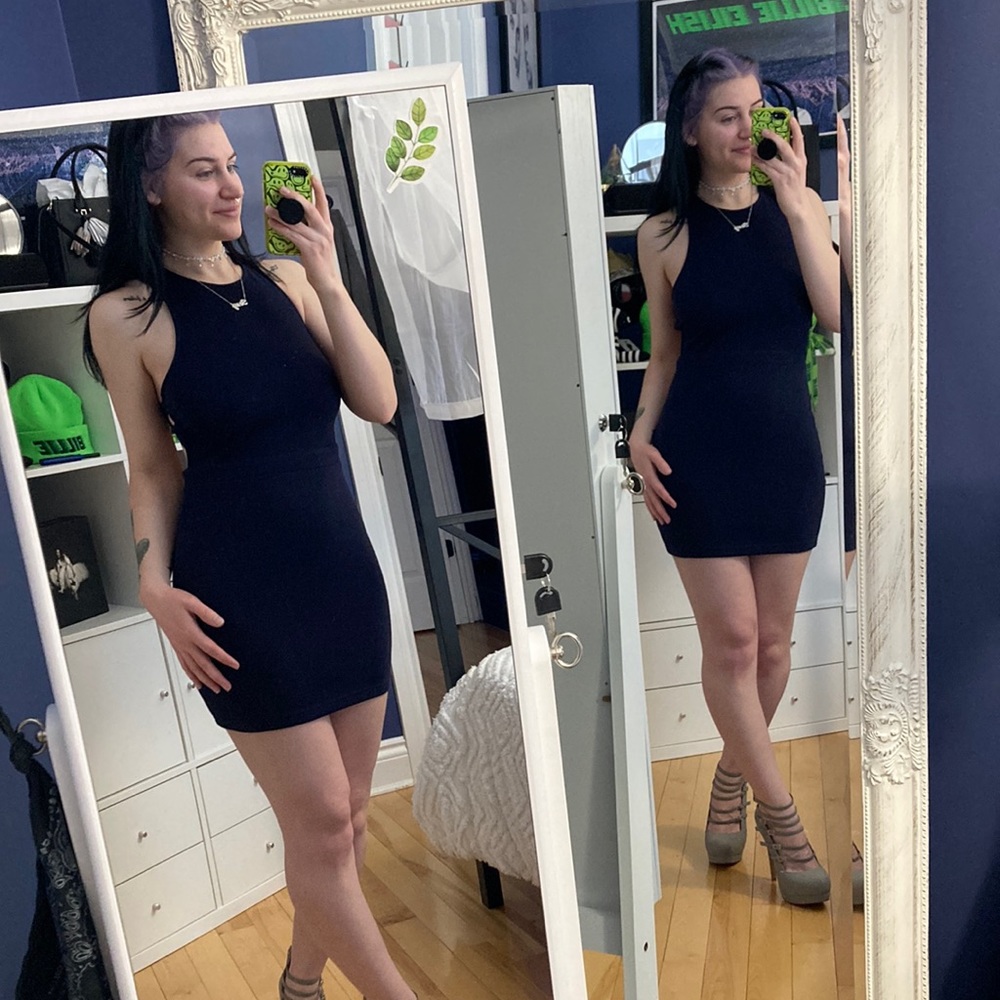 Navy Blue Bodycon Strappy Back Tobi Minidress
